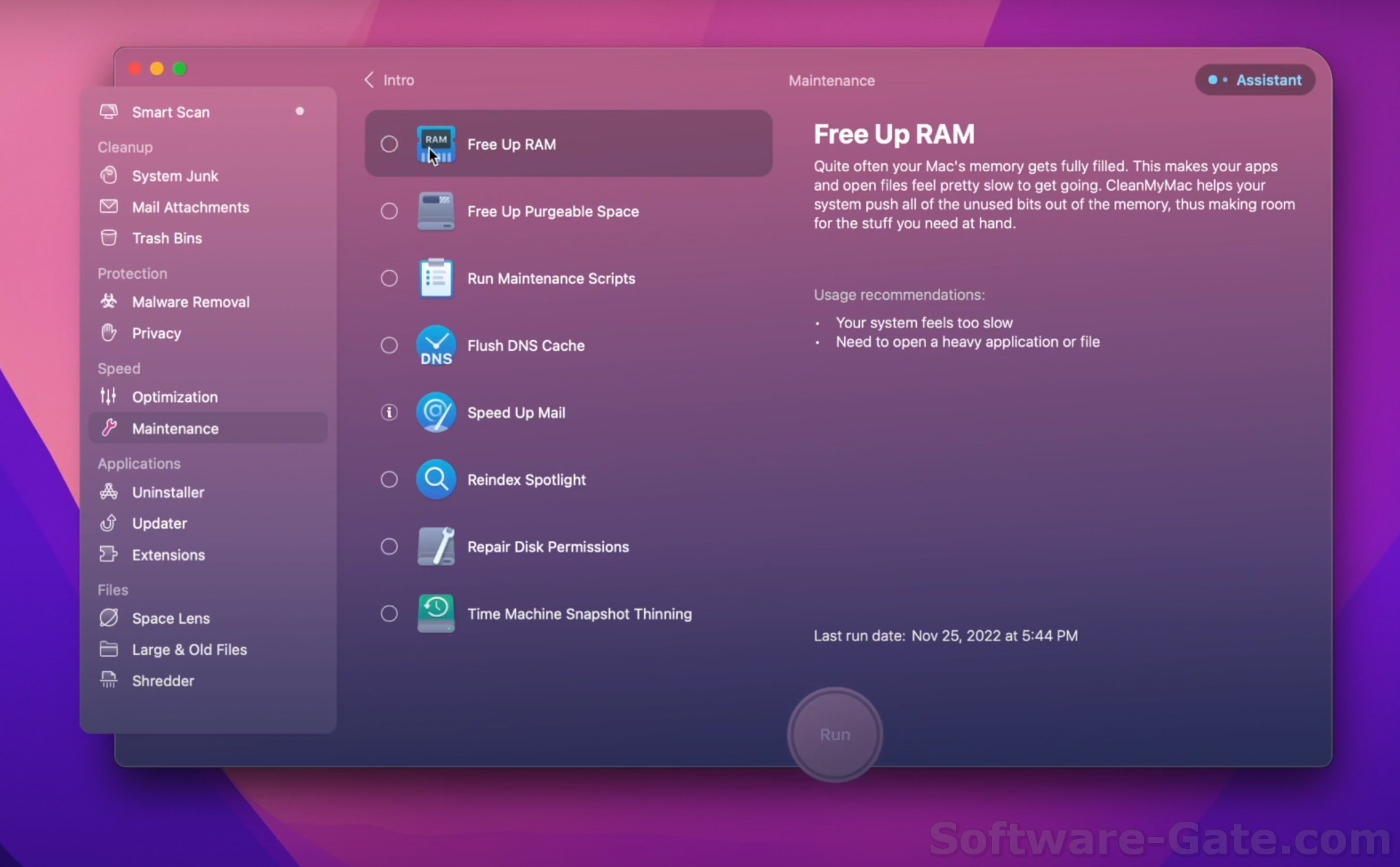 CleanMyMac X Review - Free Up RAM Feature